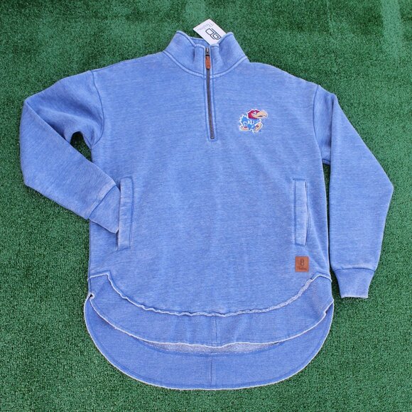 Pressbox Tops - University of Kansas Jayhawks, Northfork Sojourn Qtr Zip